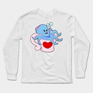 Octopus with Heart Cup Long Sleeve T-Shirt